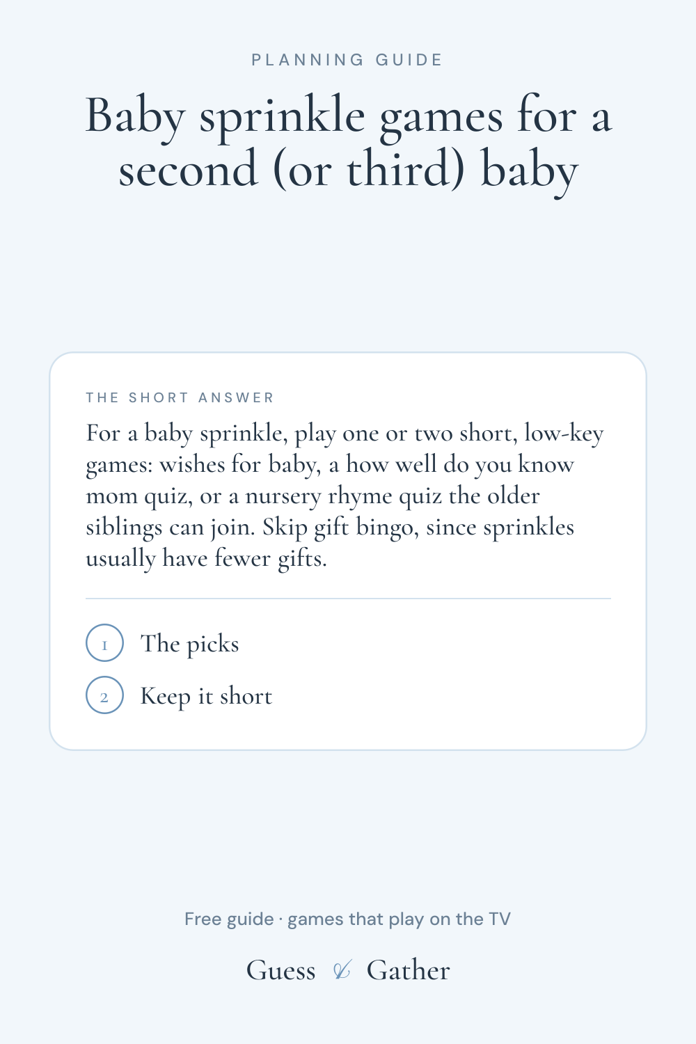 Pinterest pin: Baby sprinkle games: low-key ideas for a second baby
