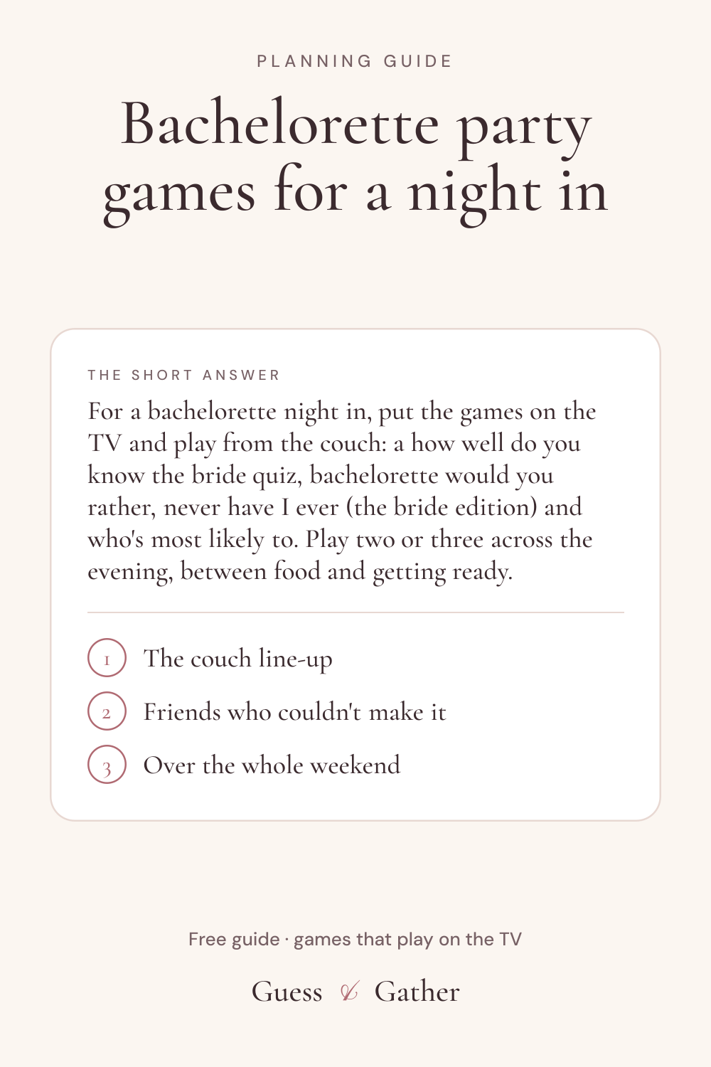 Pinterest pin: Bachelorette party games at home for a night in