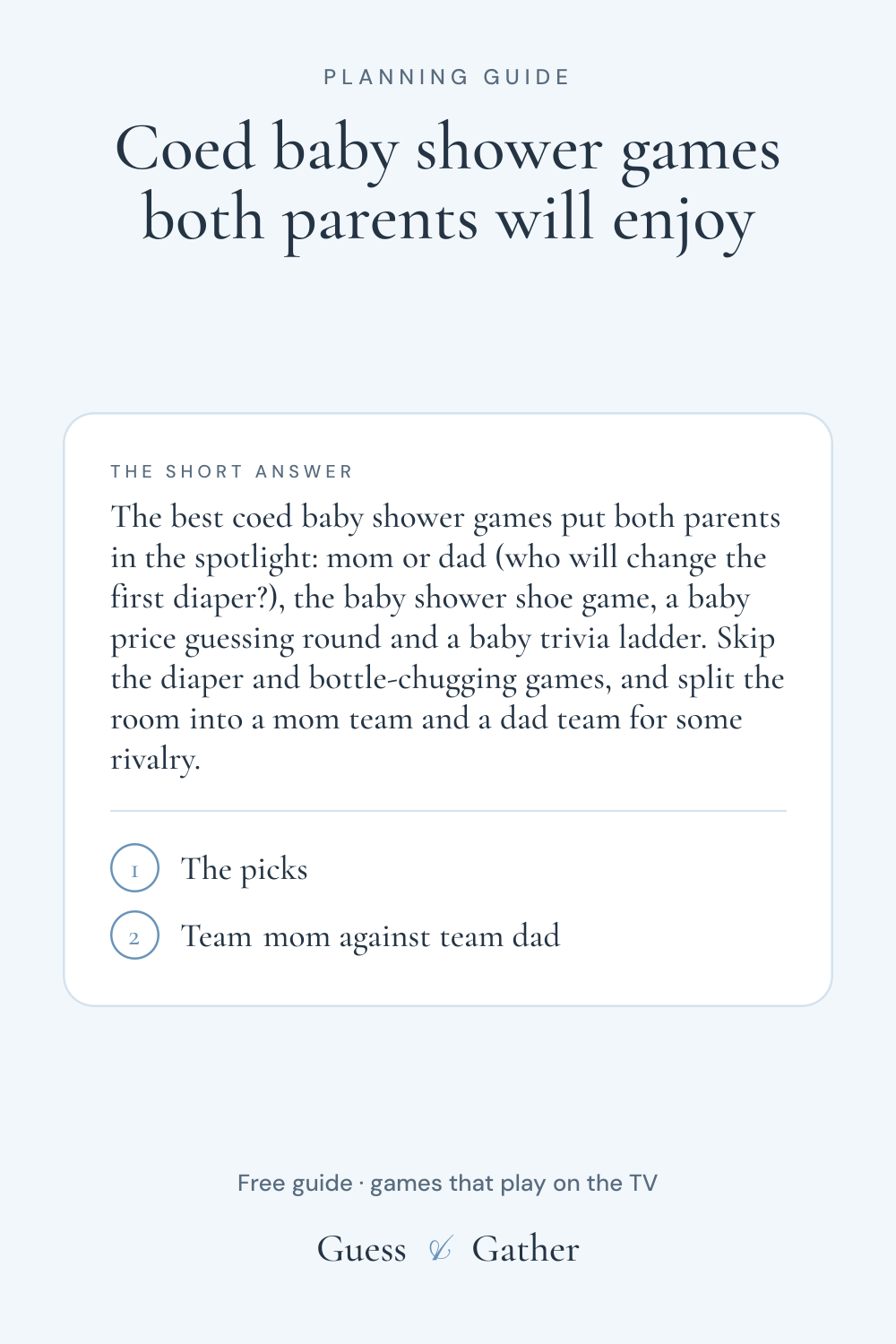 Pinterest pin: Coed baby shower games for dads and moms