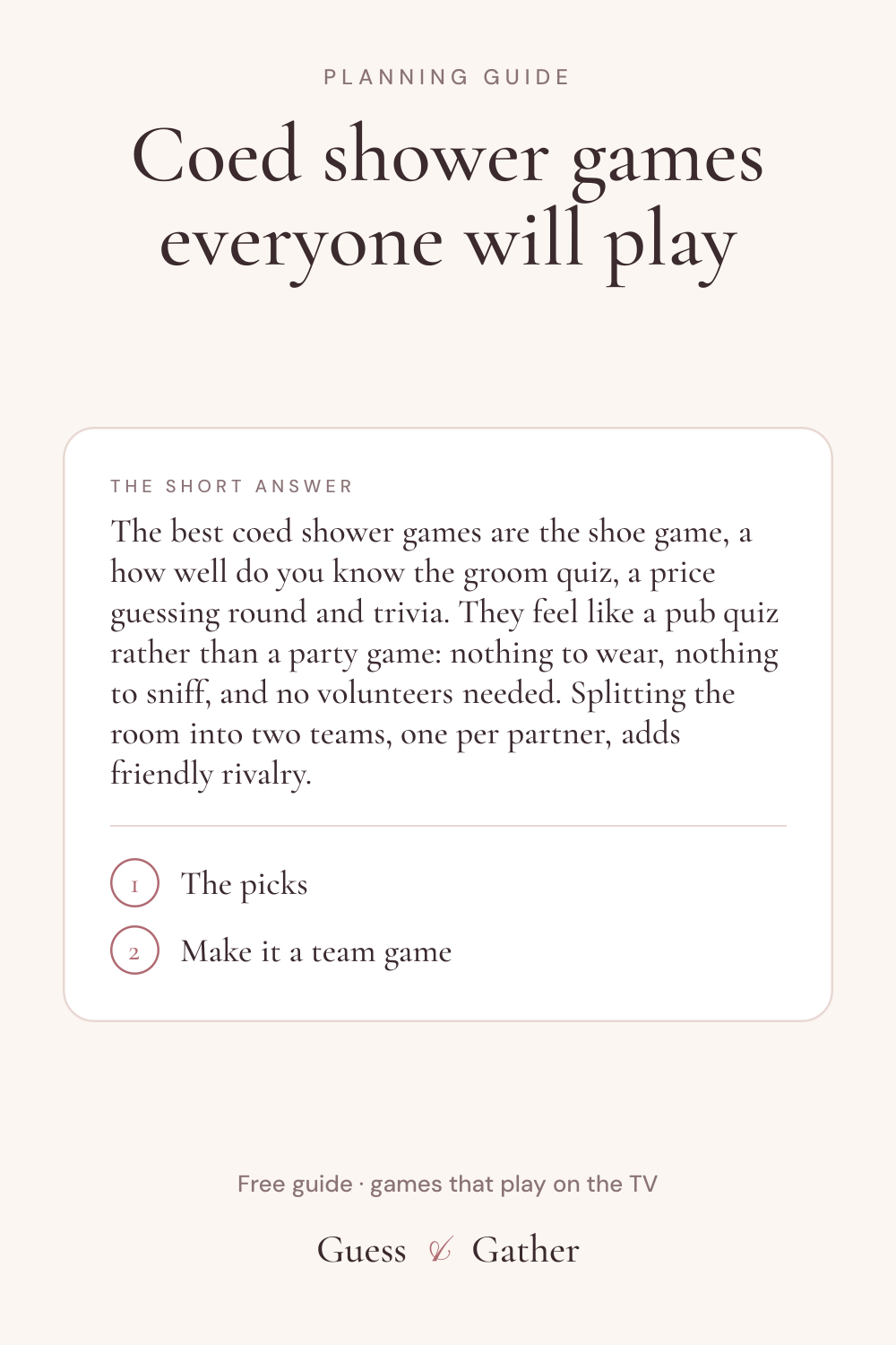 Pinterest pin: Coed shower games for couples showers and baby showers