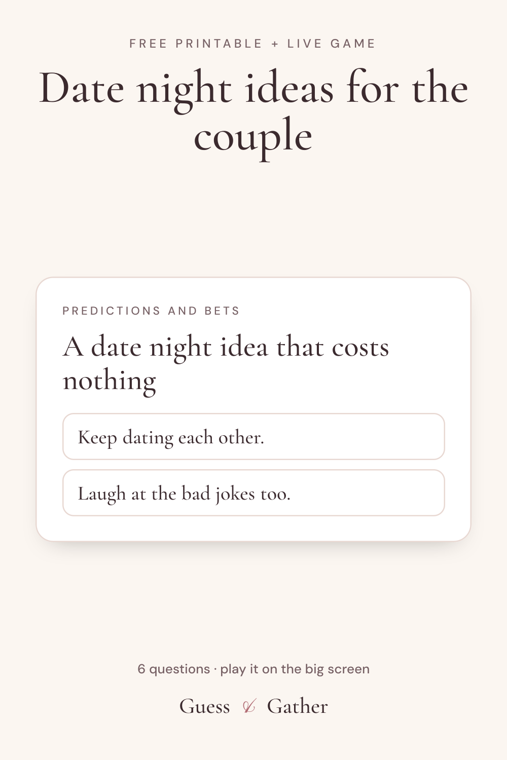 Pinterest pin: Date night ideas for the couple: free printable
