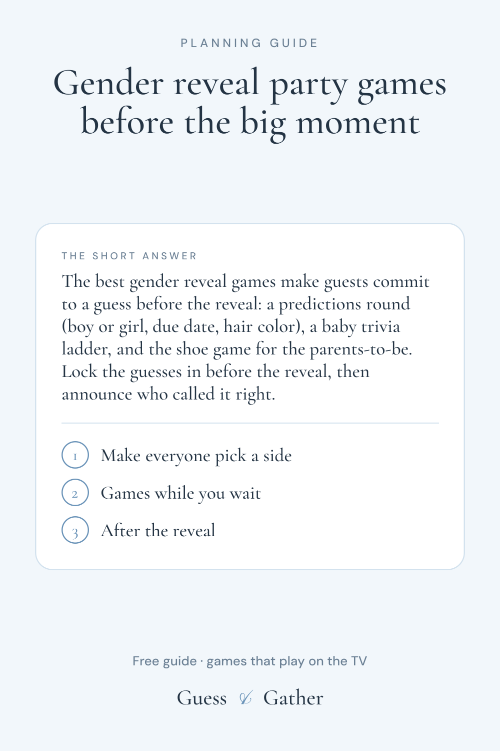 Pinterest pin: Gender reveal party games: predictions, trivia and more