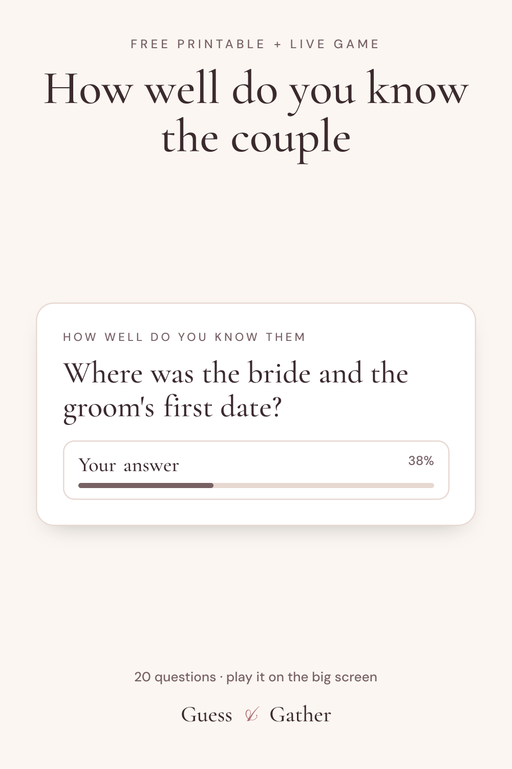 Pinterest pin: How well do you know the couple: free printable
