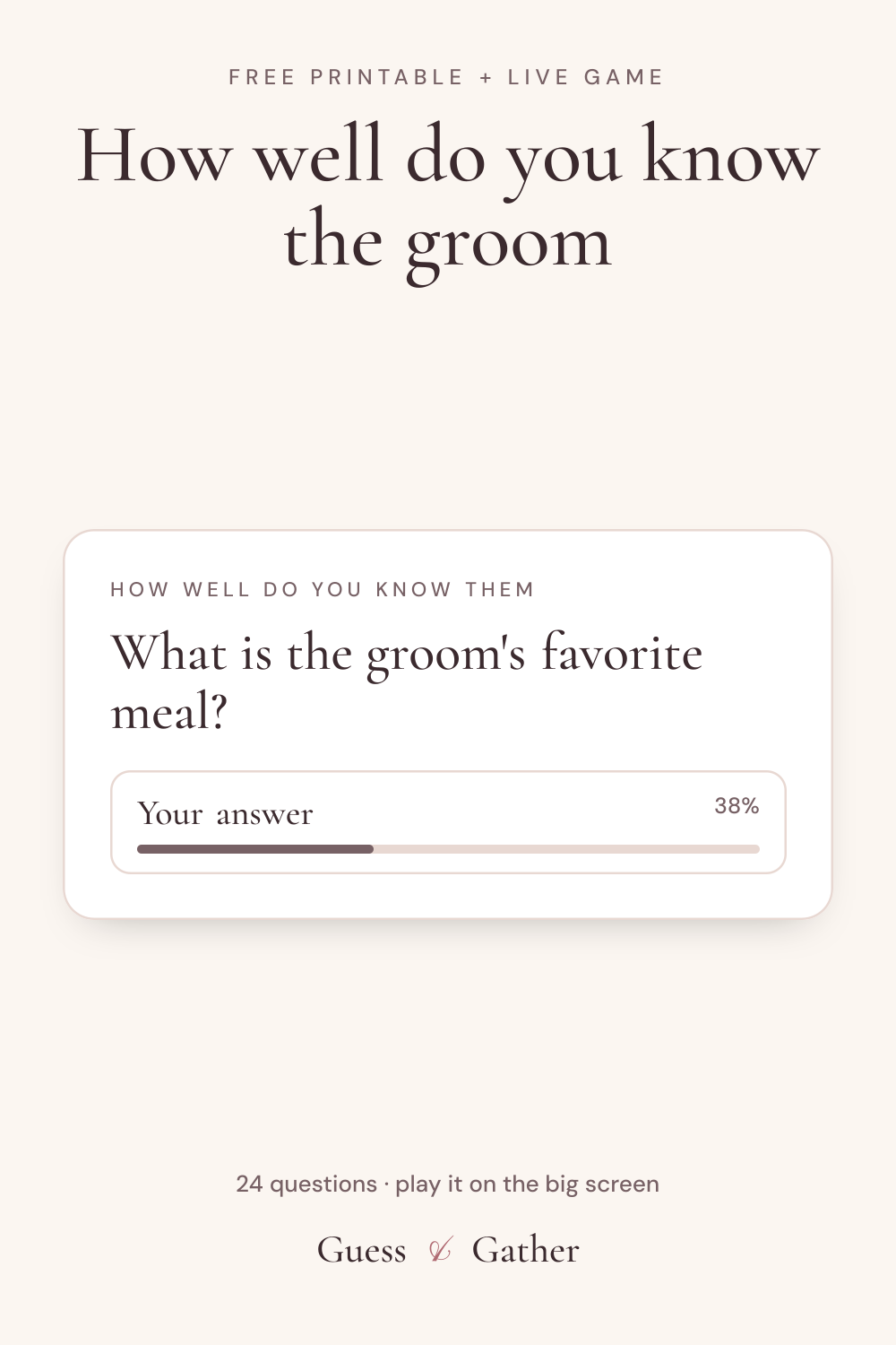 Pinterest pin: How well do you know the groom: free printable and live game