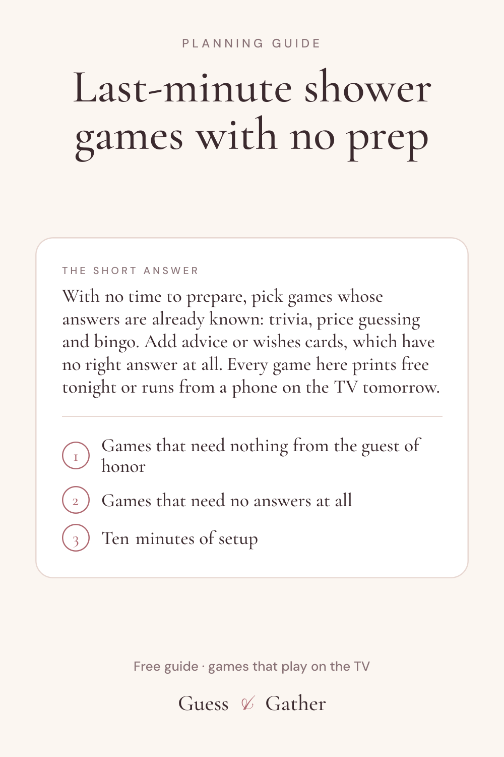 Pinterest pin: Last-minute shower games: no prep, free printables