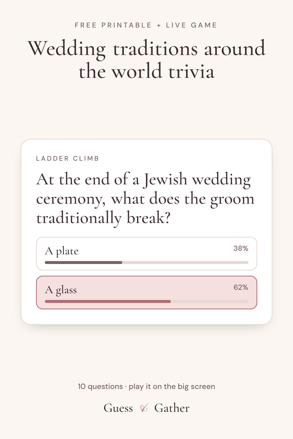Pinterest pin: Wedding traditions around the world trivia: free printable