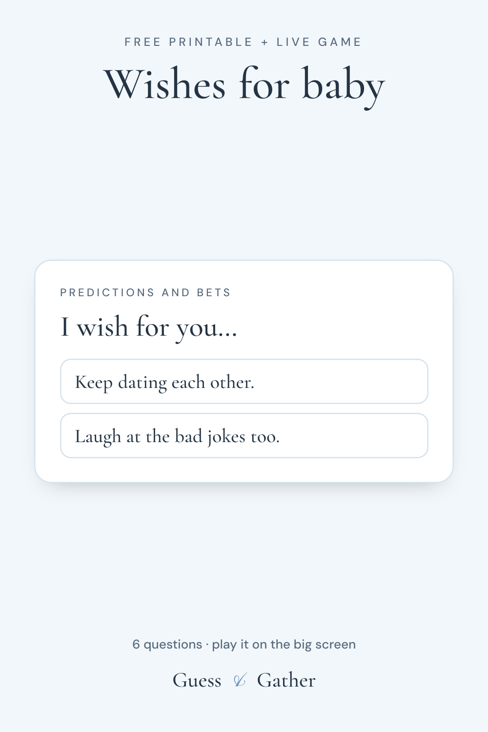 Pinterest pin: Wishes for baby: free printable and live game